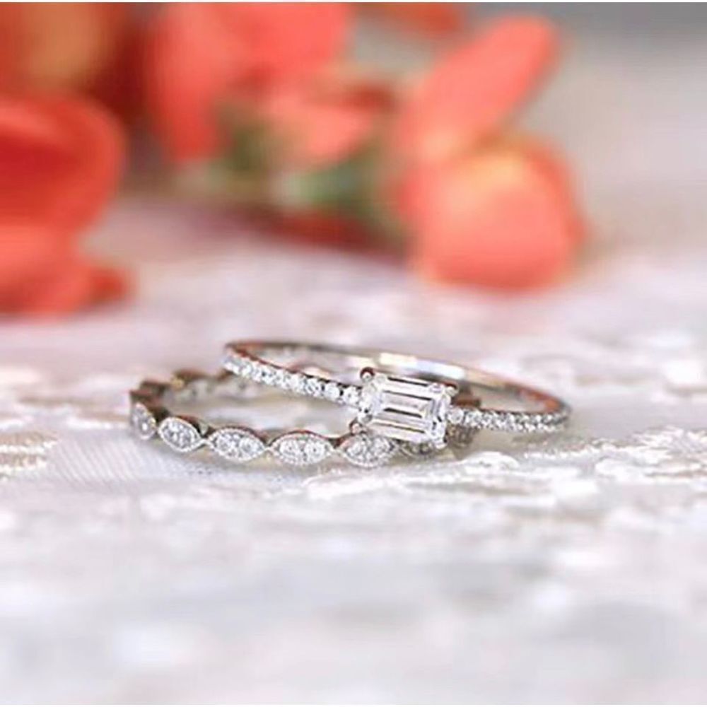 Minimalist Emerald Cut Faux Diamond Moissanite Fashion Rings